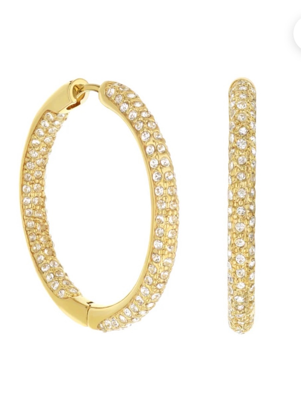 Gold Crystal Pavé Hoop Earrings Lauren G Adams